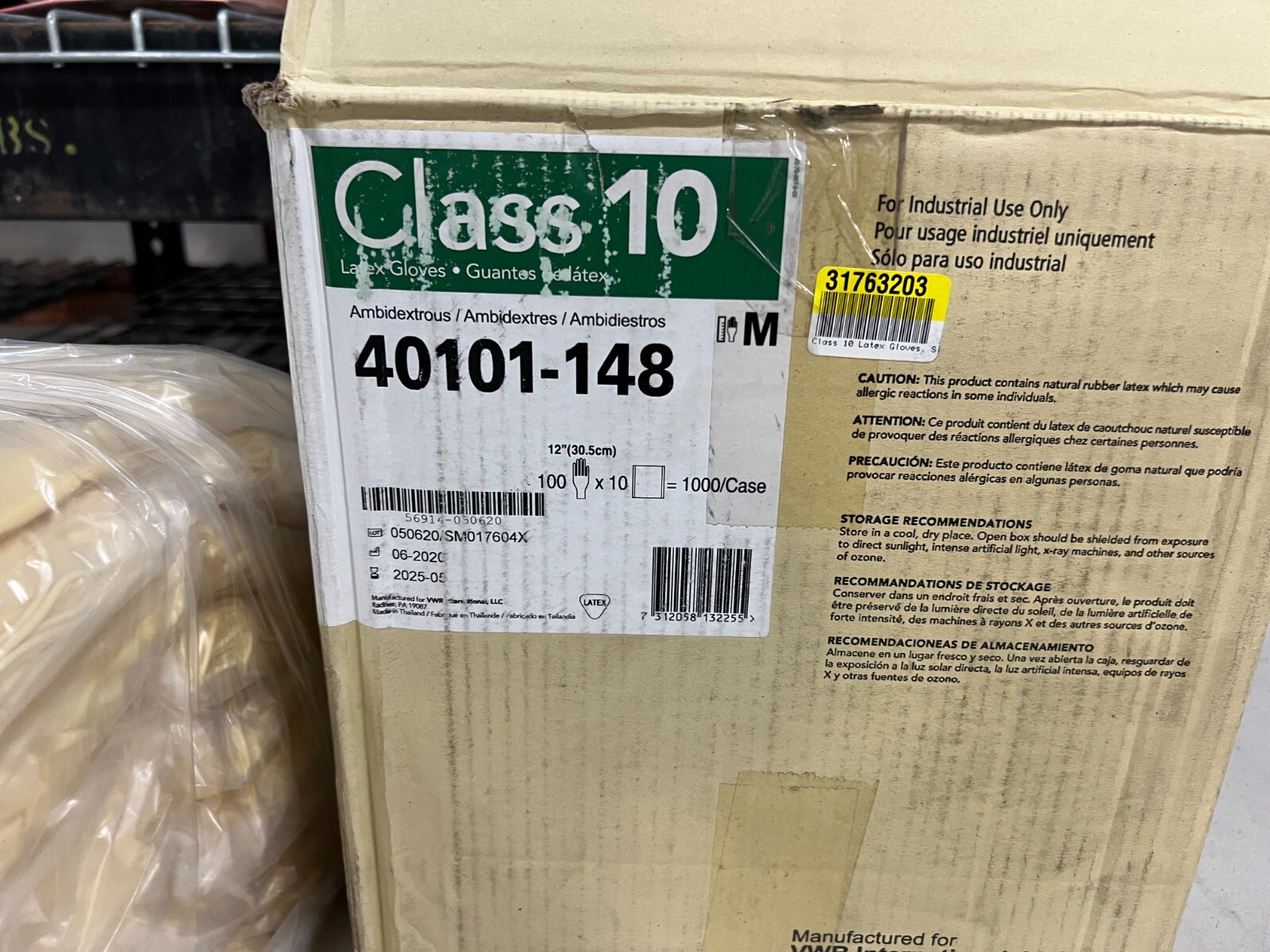 (QTY 1000) VWR International CertiClean 40101-148 Class 10 Latex Gloves, Size M