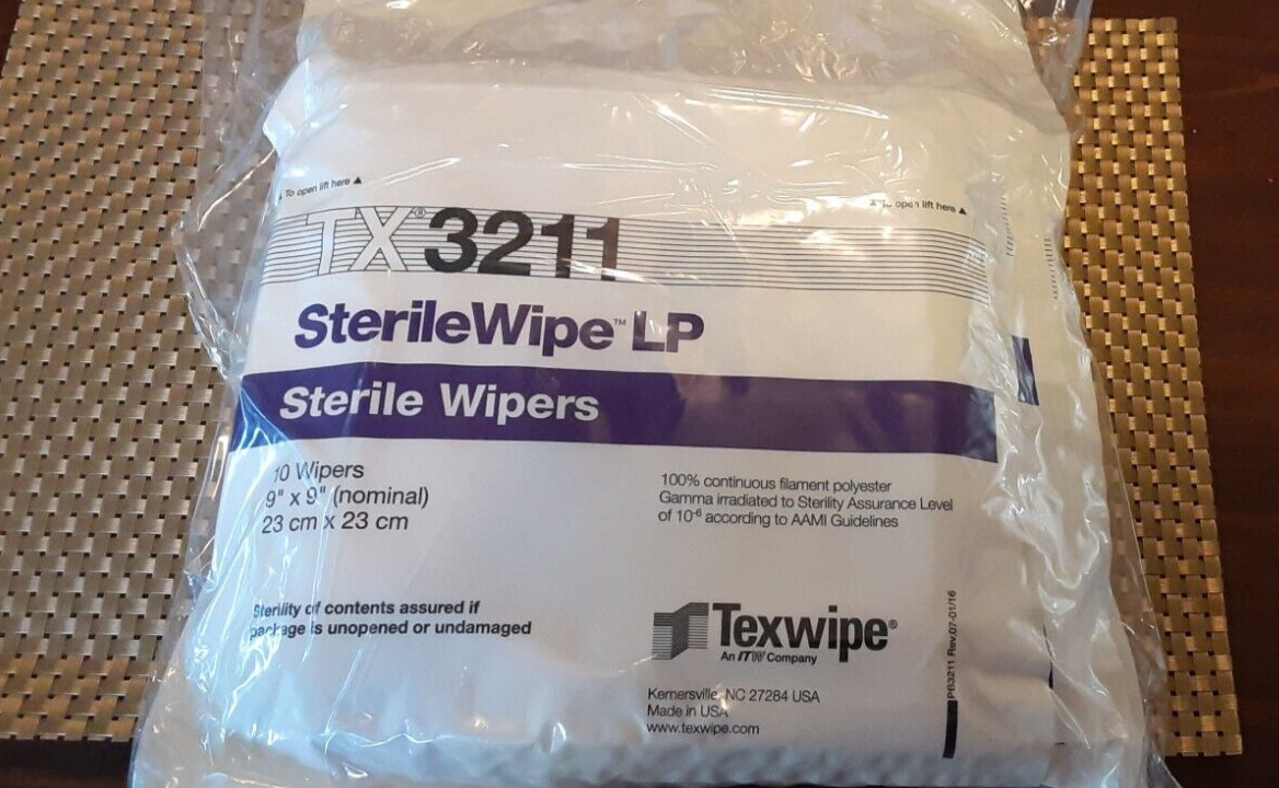 Texwipe TX3211 Sterile Wipe LP 9”X9” (Nominal) Pack of 10 TX3211 EXP 2026