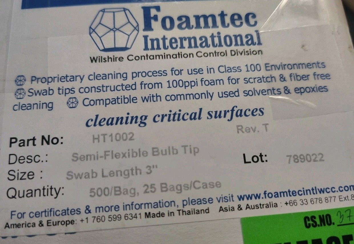 CleanWIPE Swab Foamtec 3″ 12,000ct Case HT1002 New Sealed Foamtec
