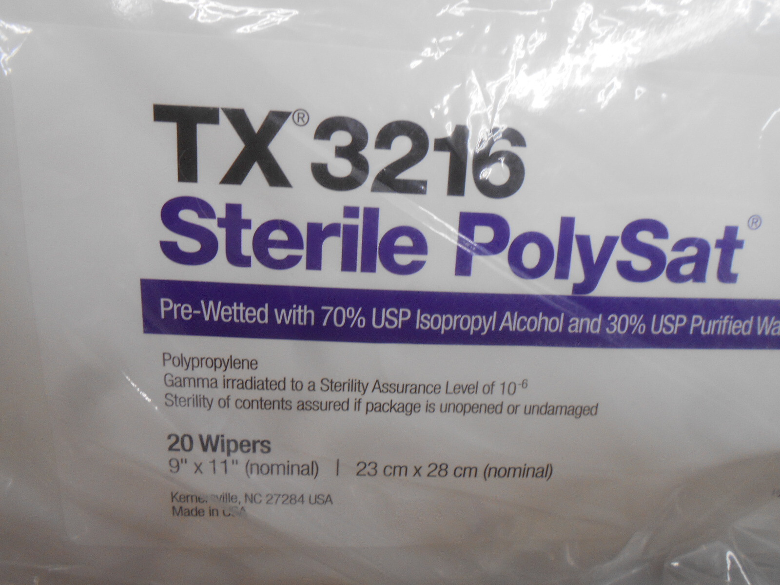 Texwipe TX3216 Sterile Wipes LP 9”X11” (Nominal) 3 Bags of 20 each – Total of 60
