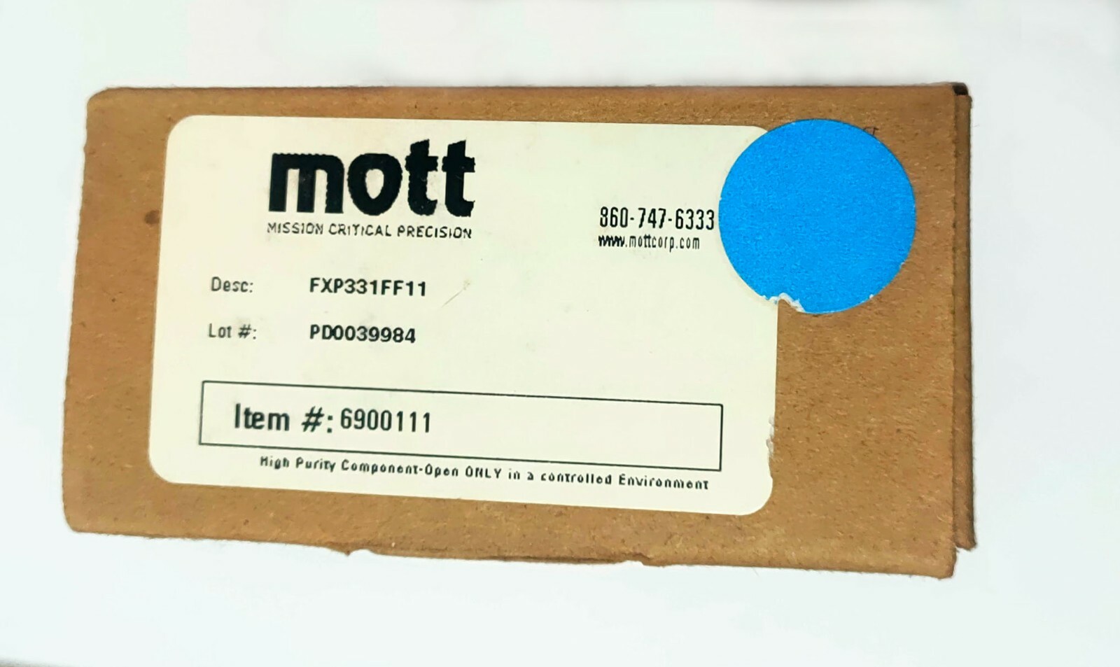MOTT UHP In-line Gas Filter FXP331FF11 (Part # 6900111)