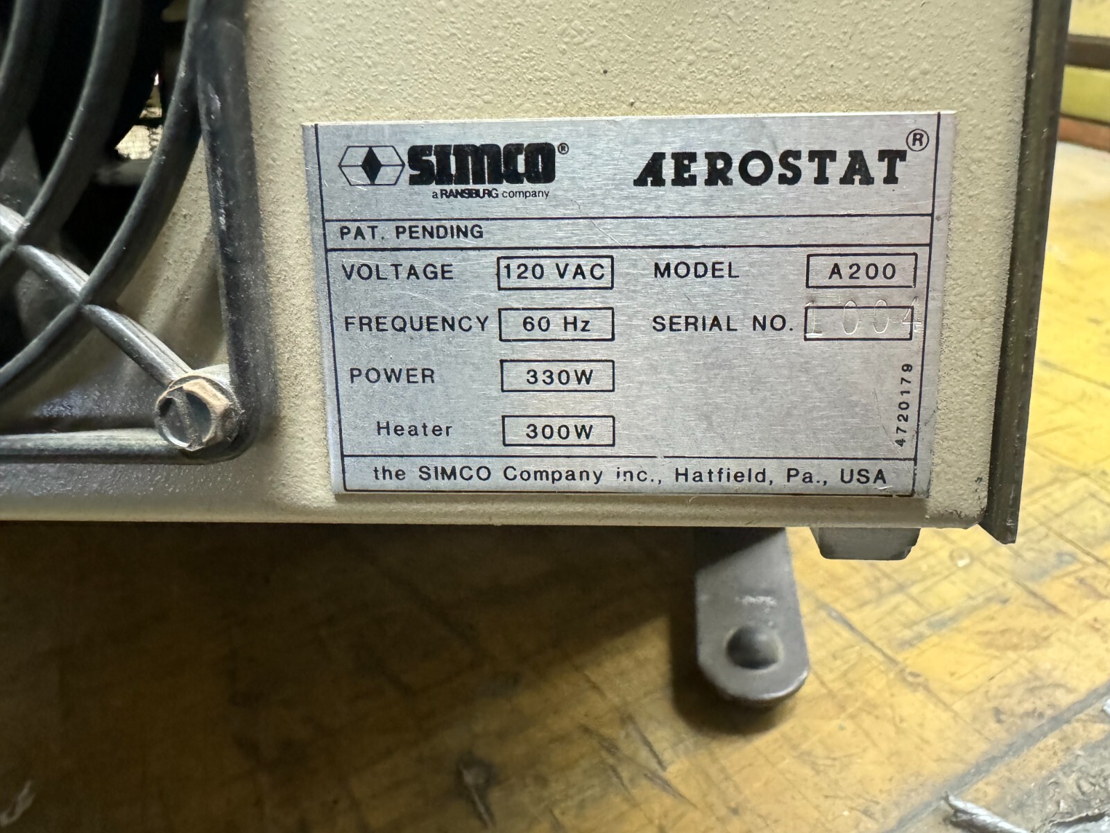 Simco Aerostat A200 Ionizing Blower with heater
