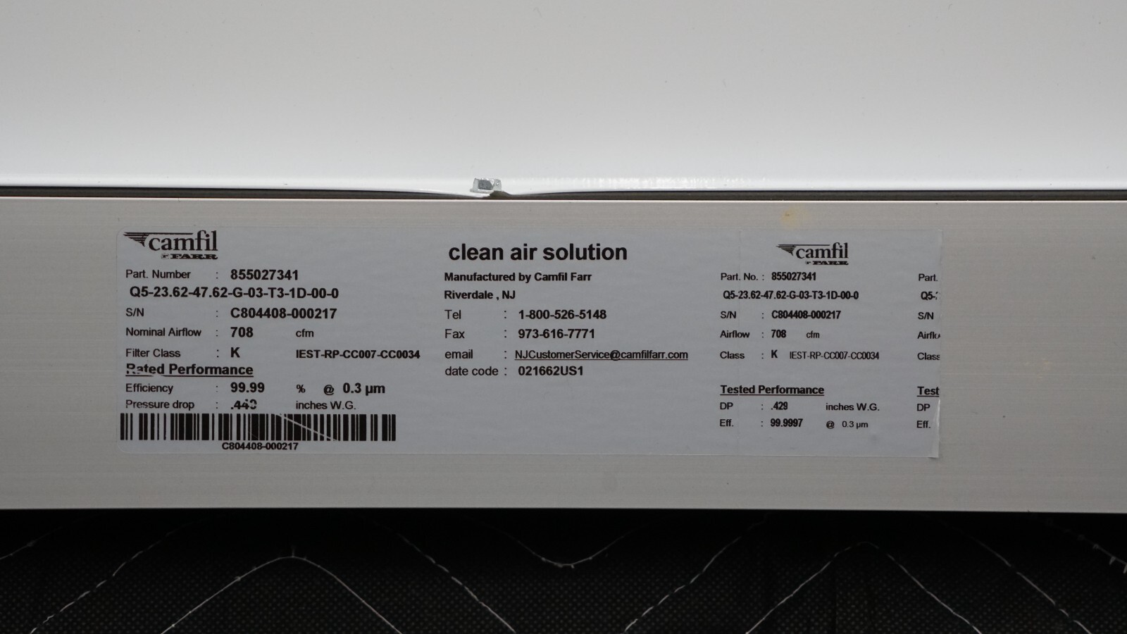 Clean Rooms International SAM 24 MS Microsound Ceiling Terminal Fan Filter 115V