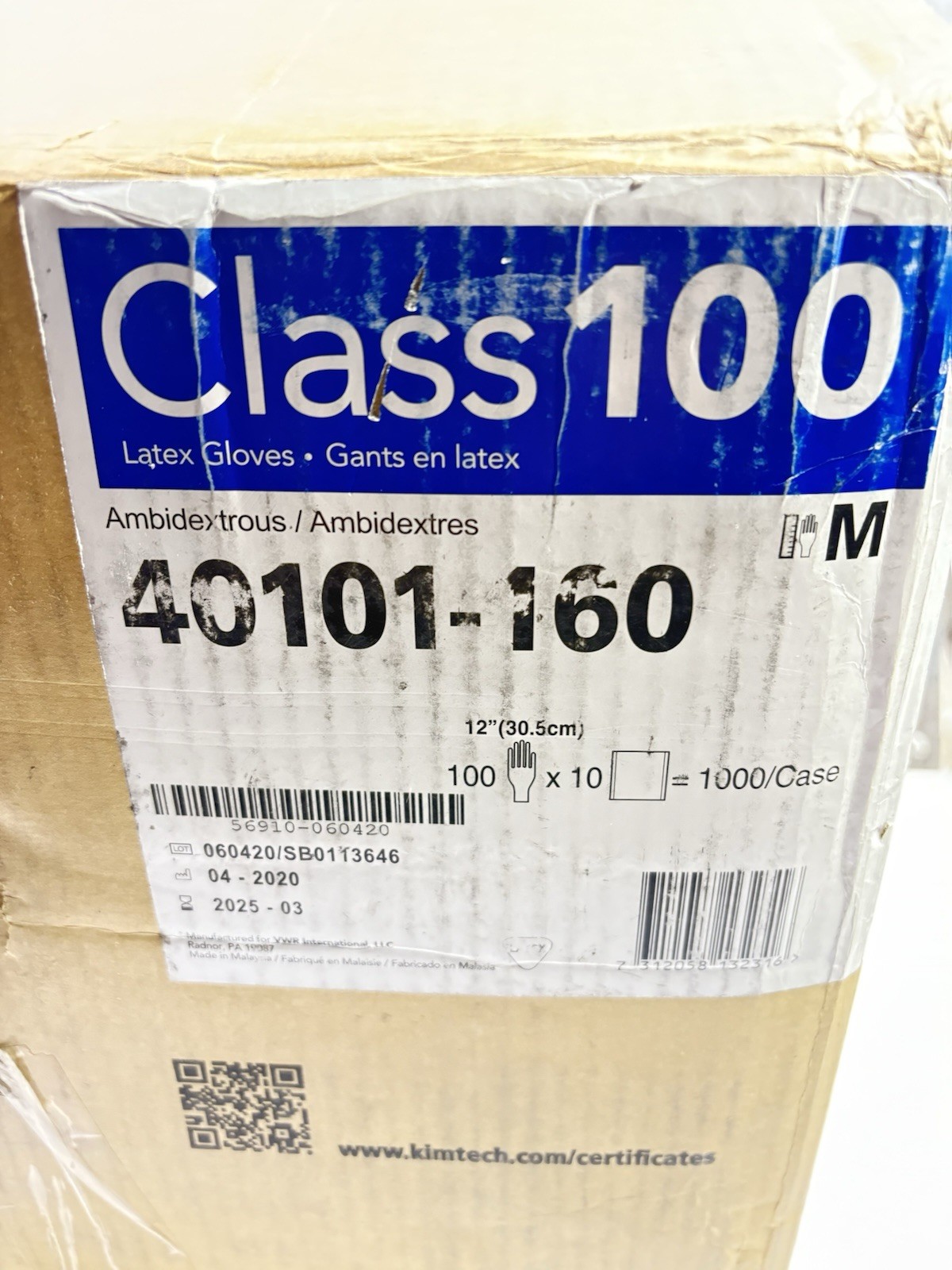 1,000-CertiClean Medium 12” Length Class 100 Clean Room Latex Gloves EXPIRED 25