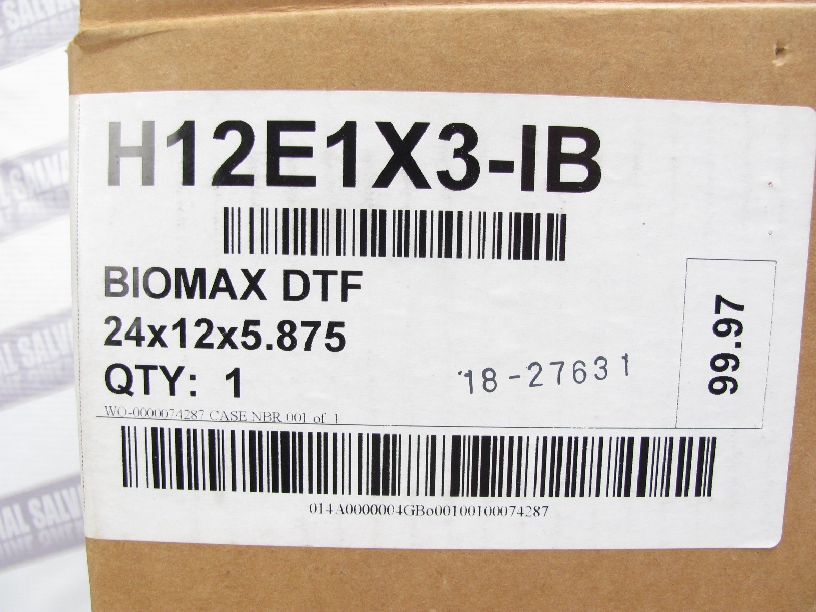 KOCH FILTERS – H12E1X3-IB – BIOMAX DTF HEPA FILTER – 99.97% – 24 x 12 x 5-7/8