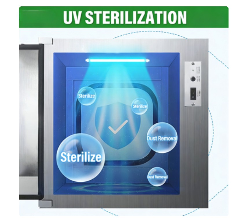 Stainless Cleanroom Tech Pass Through Cleanroom Equipment Electronic Interlock