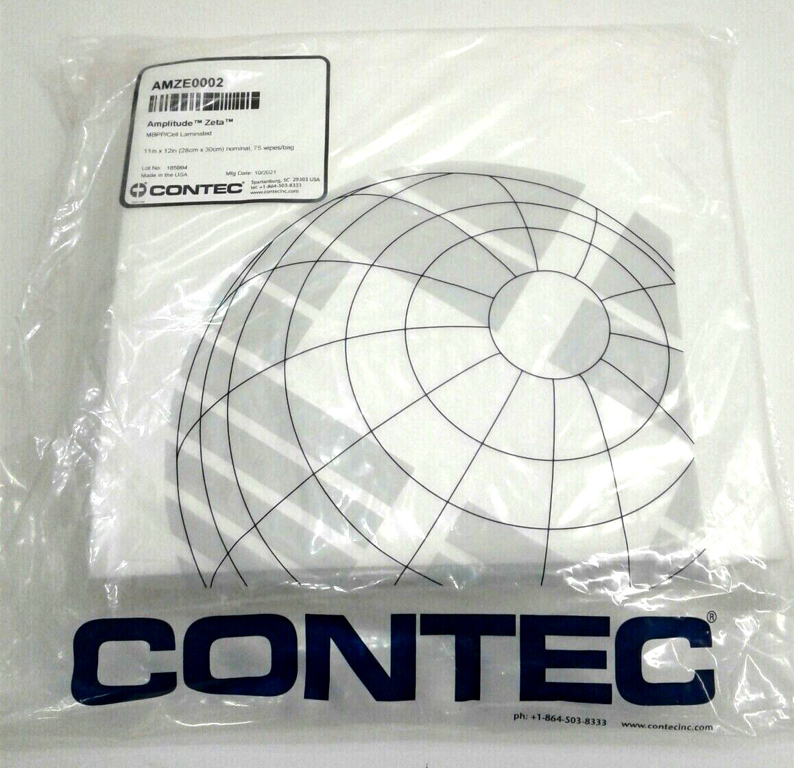 Contec AMZE0002 Amplitude Zeta MBPP / Cell Laminated 11″ x 12″ Wipes Bag Of 75