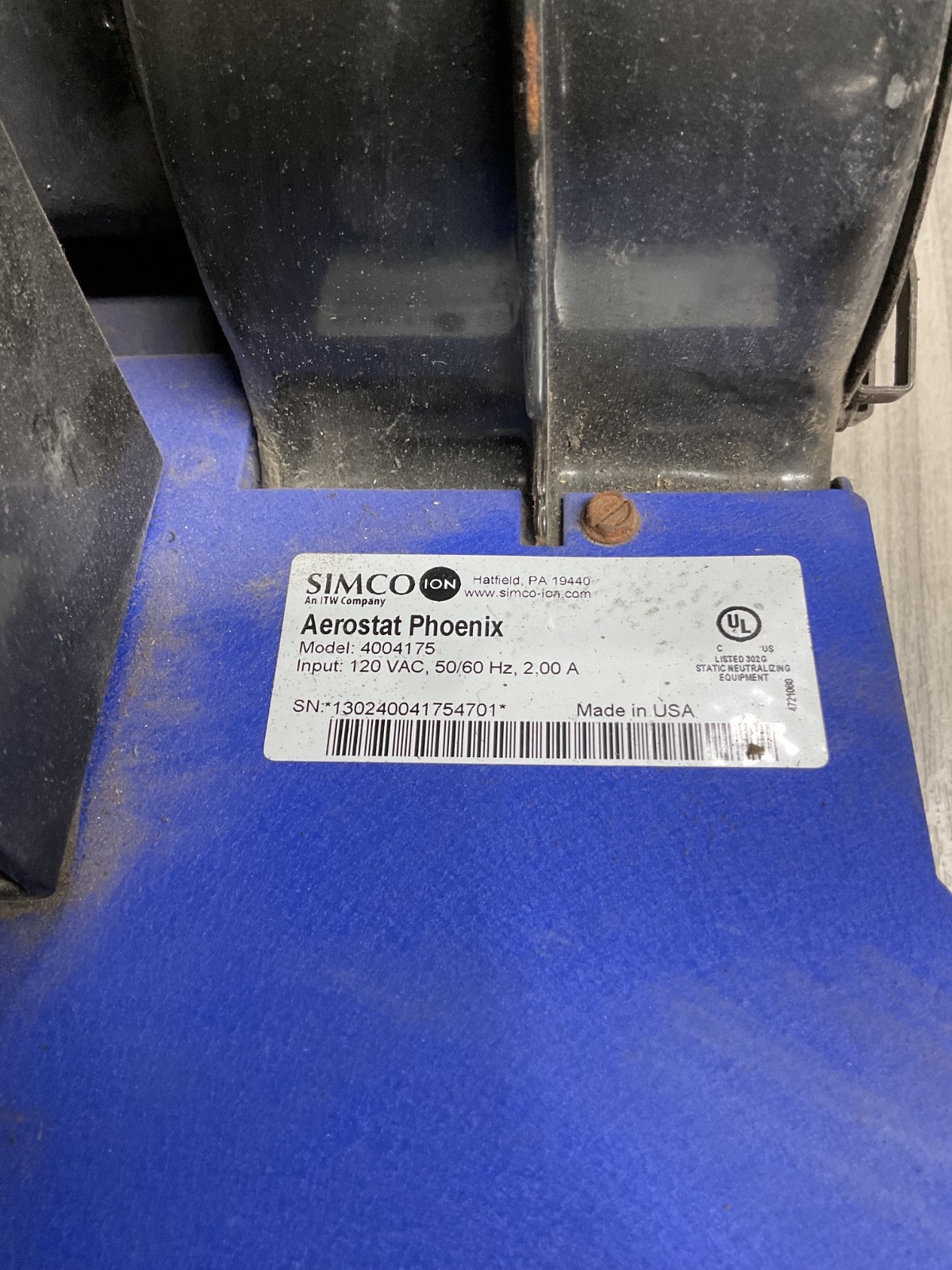 Simco Aerostat Phoenix 4004175 Ionizing Air Blower 120V #4014A92PR2