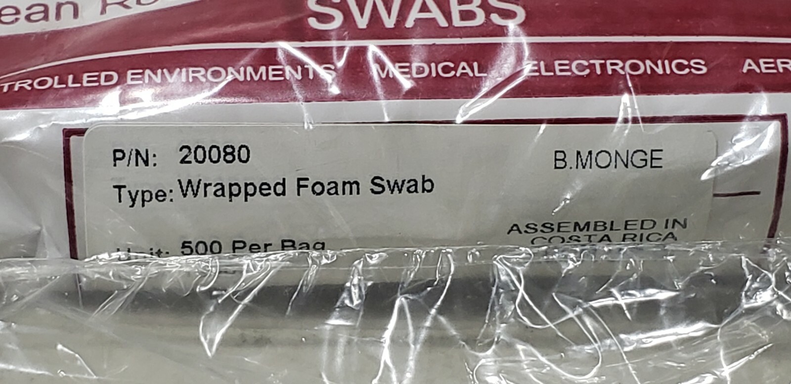 Chemtronics Coventry 20080 Swab,Cleanroom,Polyurethane/Foam,Pk500 White