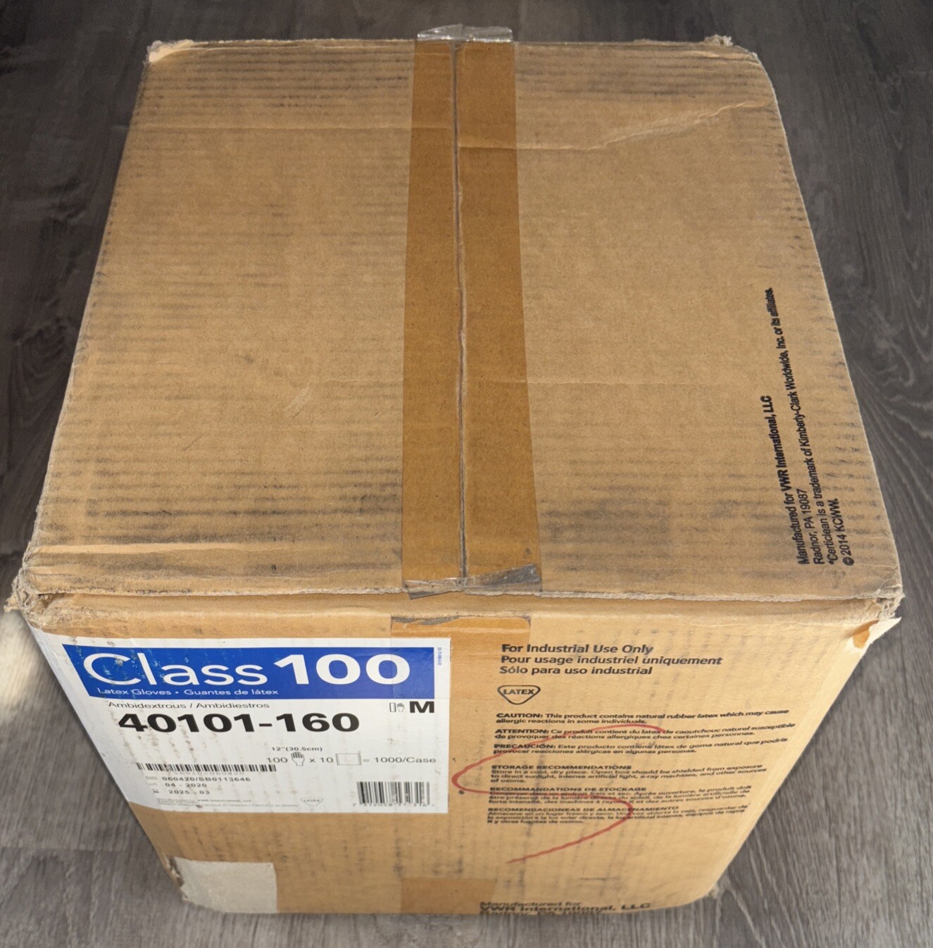 (QTY 1000) VWR International CertiClean 40101-160 Class 100 Latex Gloves, Size M