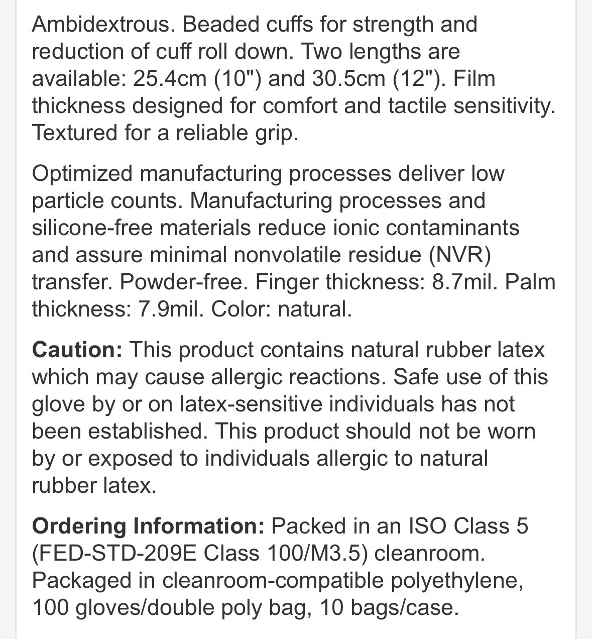 1,000-CertiClean Medium 12” Length Class 100 Clean Room Latex Gloves EXPIRED 25