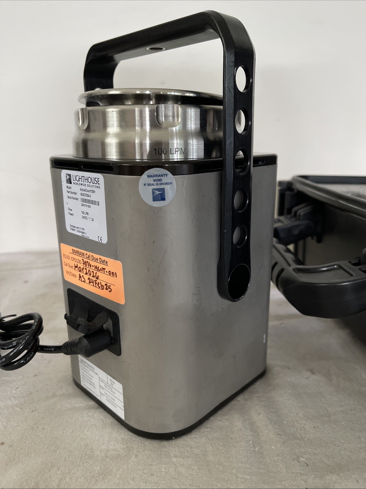 Lighthouse ActiveCount 100H Microbial Air Sampler with Case Power On Tested