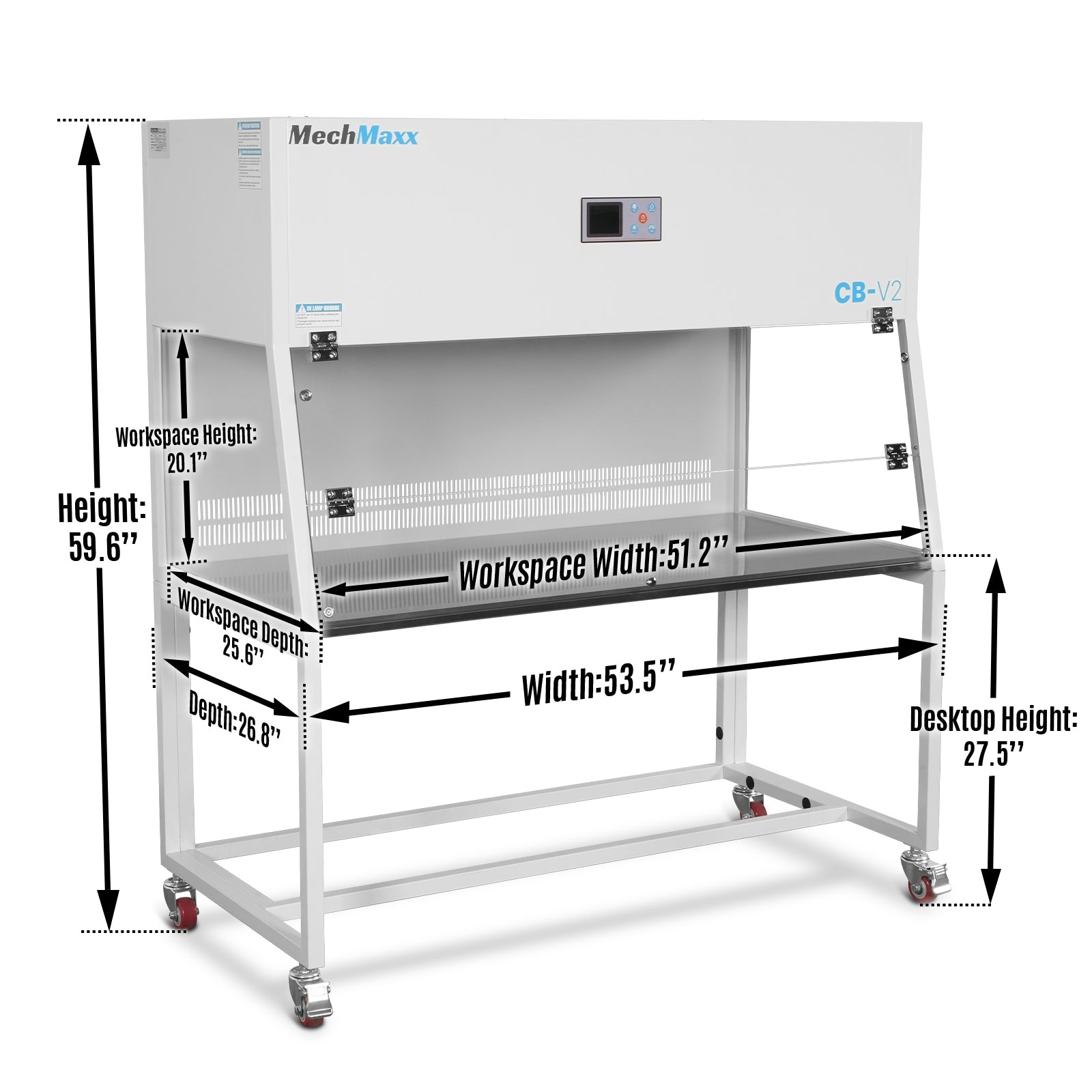 53.5” Vertical Laminar Flow Clean Bench With HEPA&UV, ISO Class 5, CB-V2