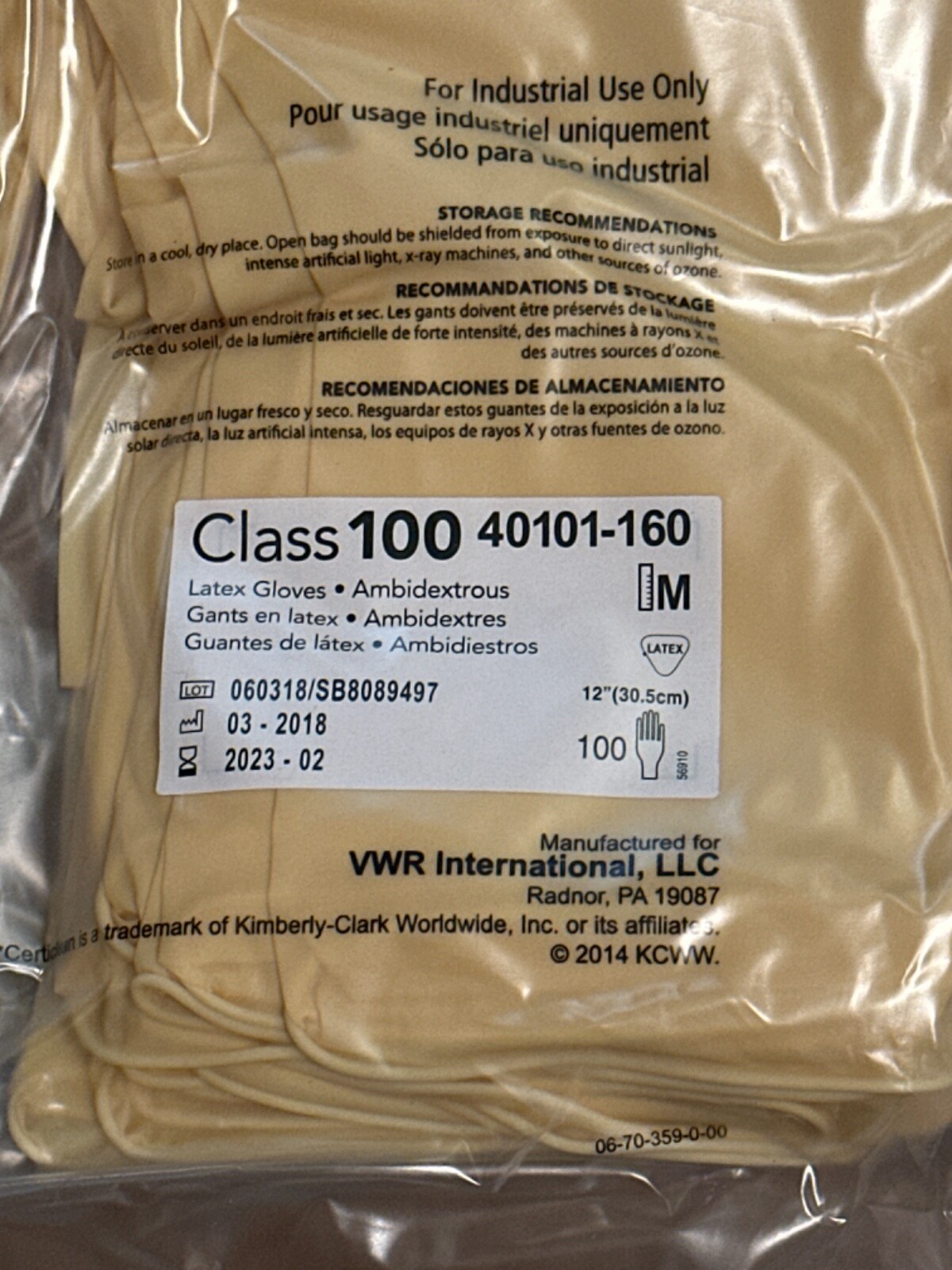 50 pairs VWR CERTICLEAN Class 10 Latex Gloves 12″, Ambidextrous – Size MEDIUM