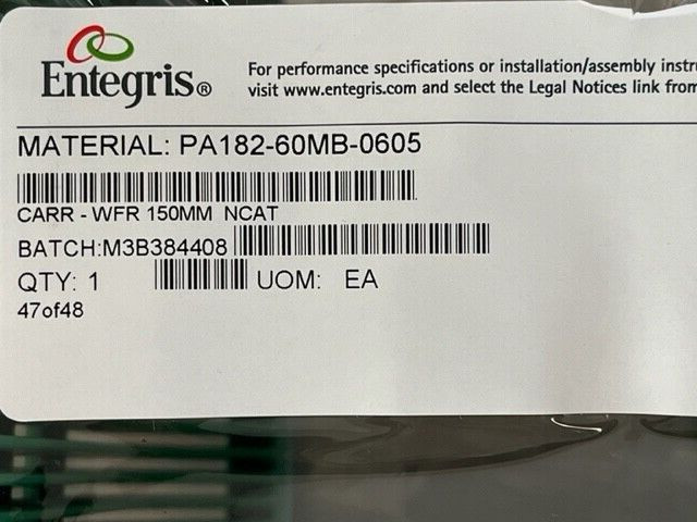ENTEGRIS 150 mm (6 inch) Wafer Cassette, GREEN, PA182-60MB-0605, NEW.