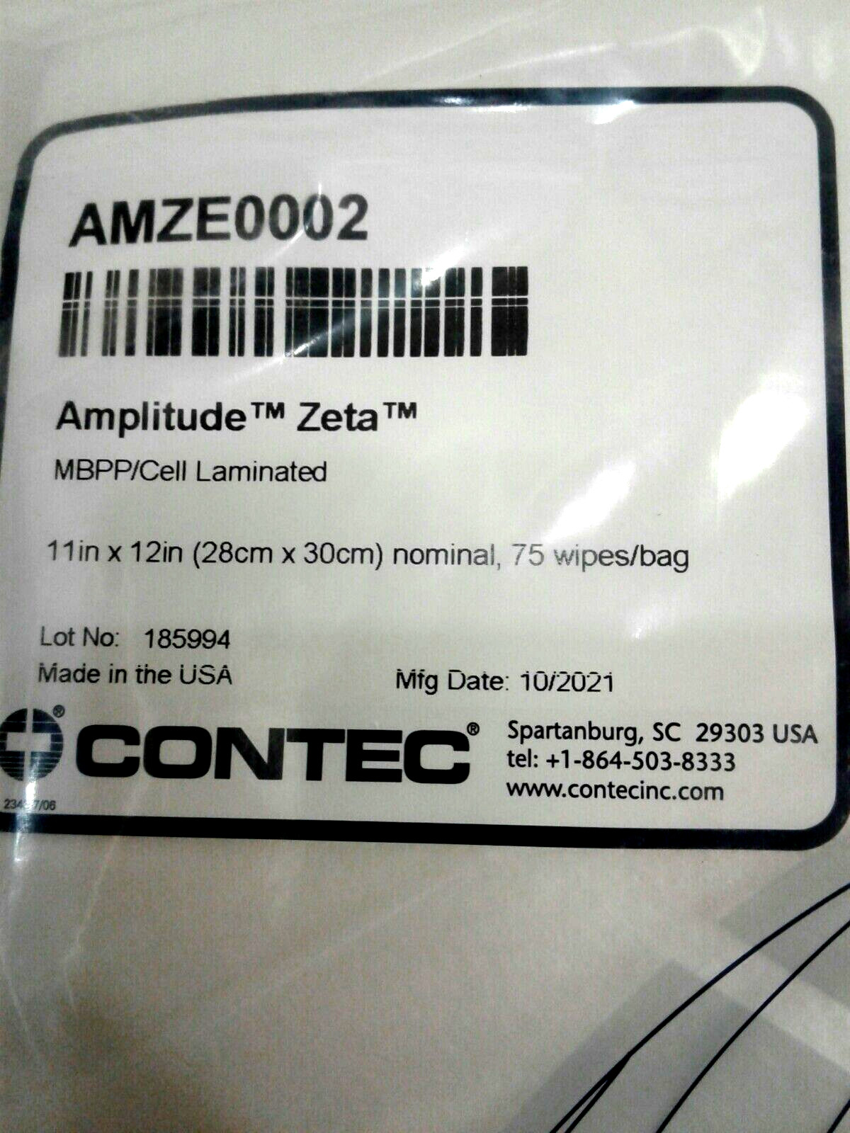 Contec AMZE0002 Amplitude Zeta MBPP / Cell Laminated 11″ x 12″ Wipes Bag Of 75