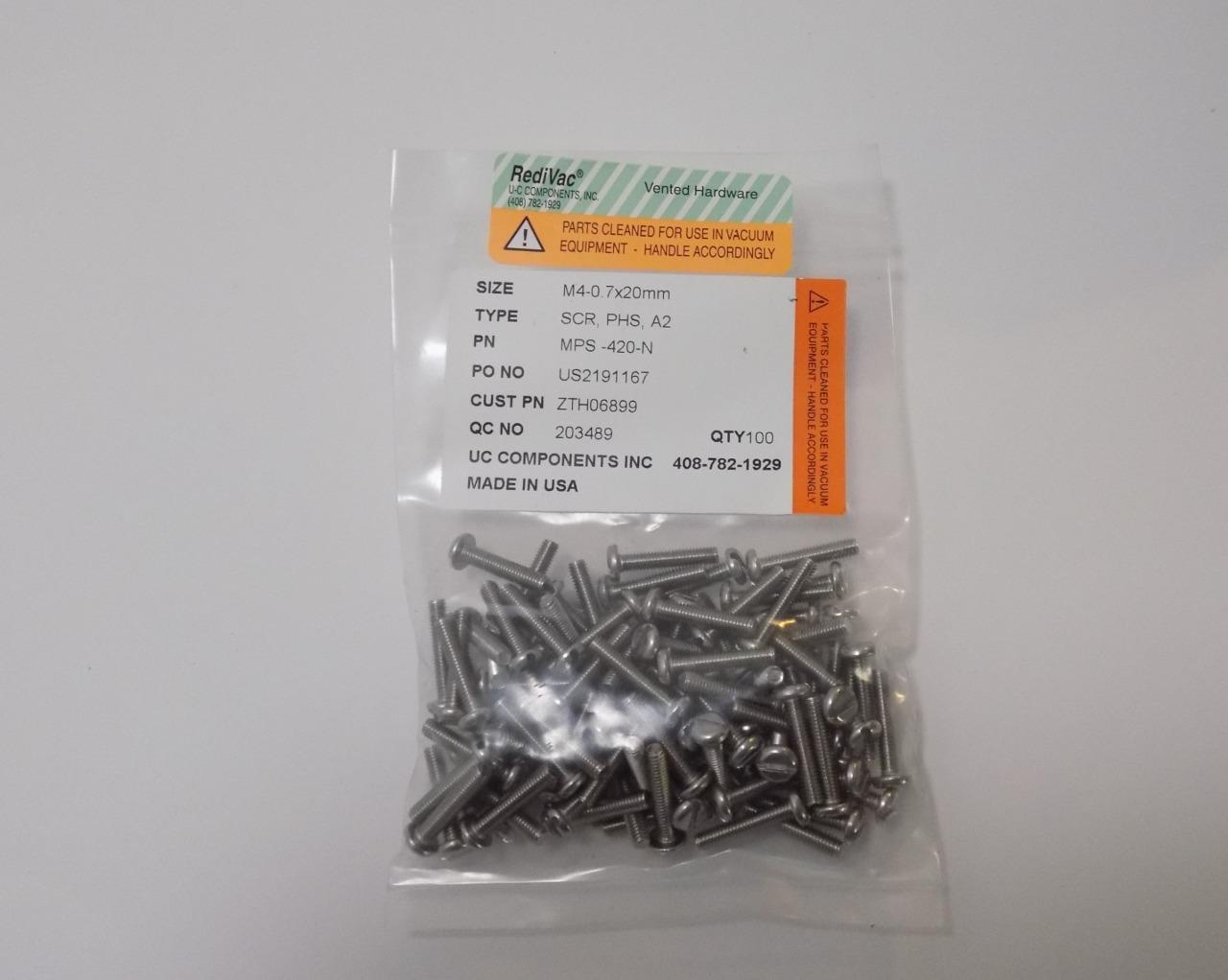UC Components MPS-420-N Clean Room Screws M4-0.7x20mm 100-Pack