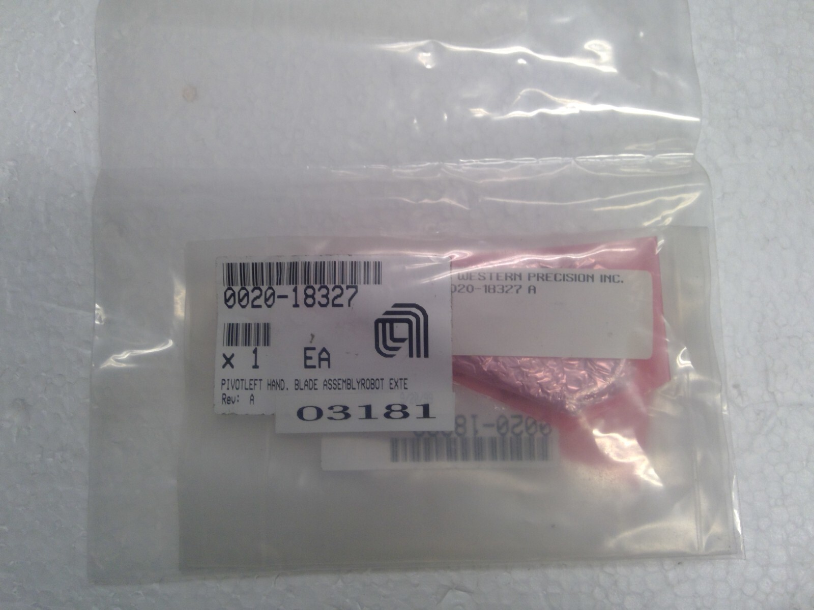 0020-18327; PIVOT, LEFT HAND, BLADE ASSEMBLY, ROBOT E