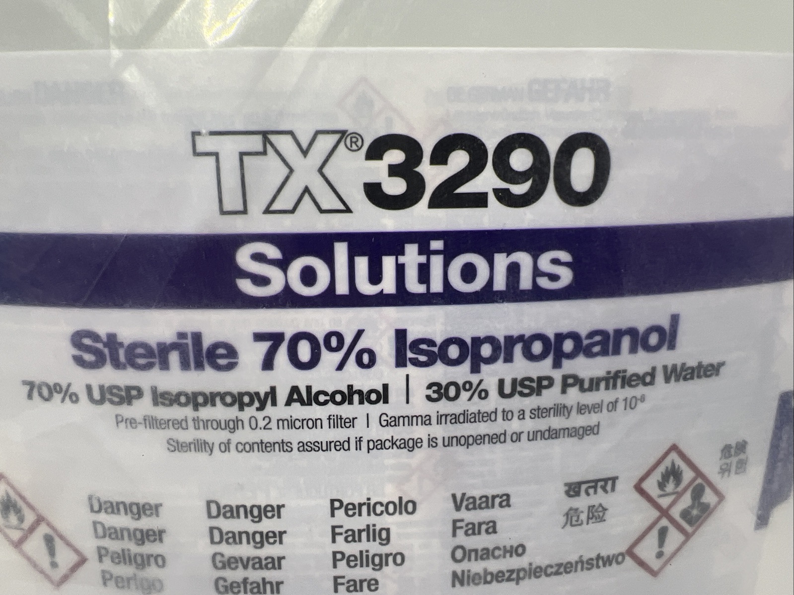 TexWipe TX3290 Sterile 70% Isopropyl Alcohol, USP Grade, Clean Room Equipment