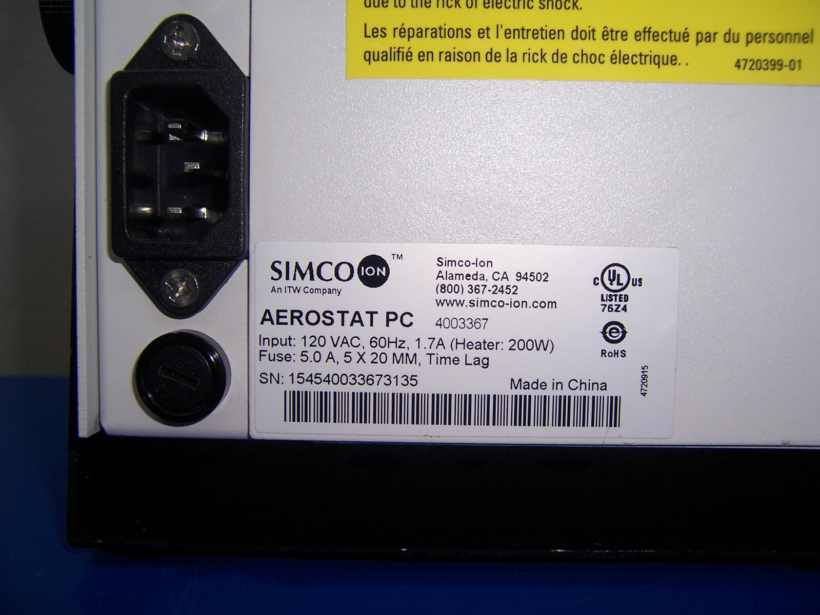 13762 Simco Aerostat PC Ionizing Air Blower