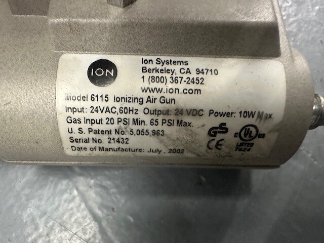 ION-Systems 6115 AirForce Ionizing Blow-off Air Gun PAL GLFF6601VMM8 MPFF460
