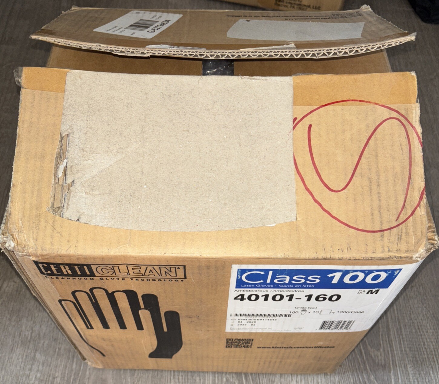 (QTY 1000) VWR International CertiClean 40101-160 Class 100 Latex Gloves, Size M