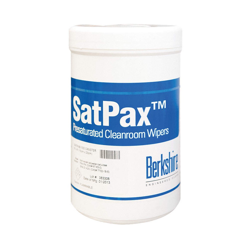 BERKSHIRE SPXC1000.002.12 Cleanroom Prewet Wipes,9″ x 6″,100 ct 46D099