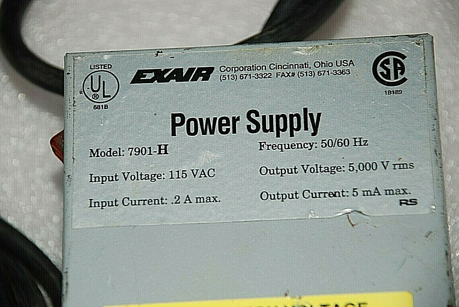 Exair 7901-H Power Supply Transformer for Ionizing Bar Ion Knife 5000Vrms @ 5mA
