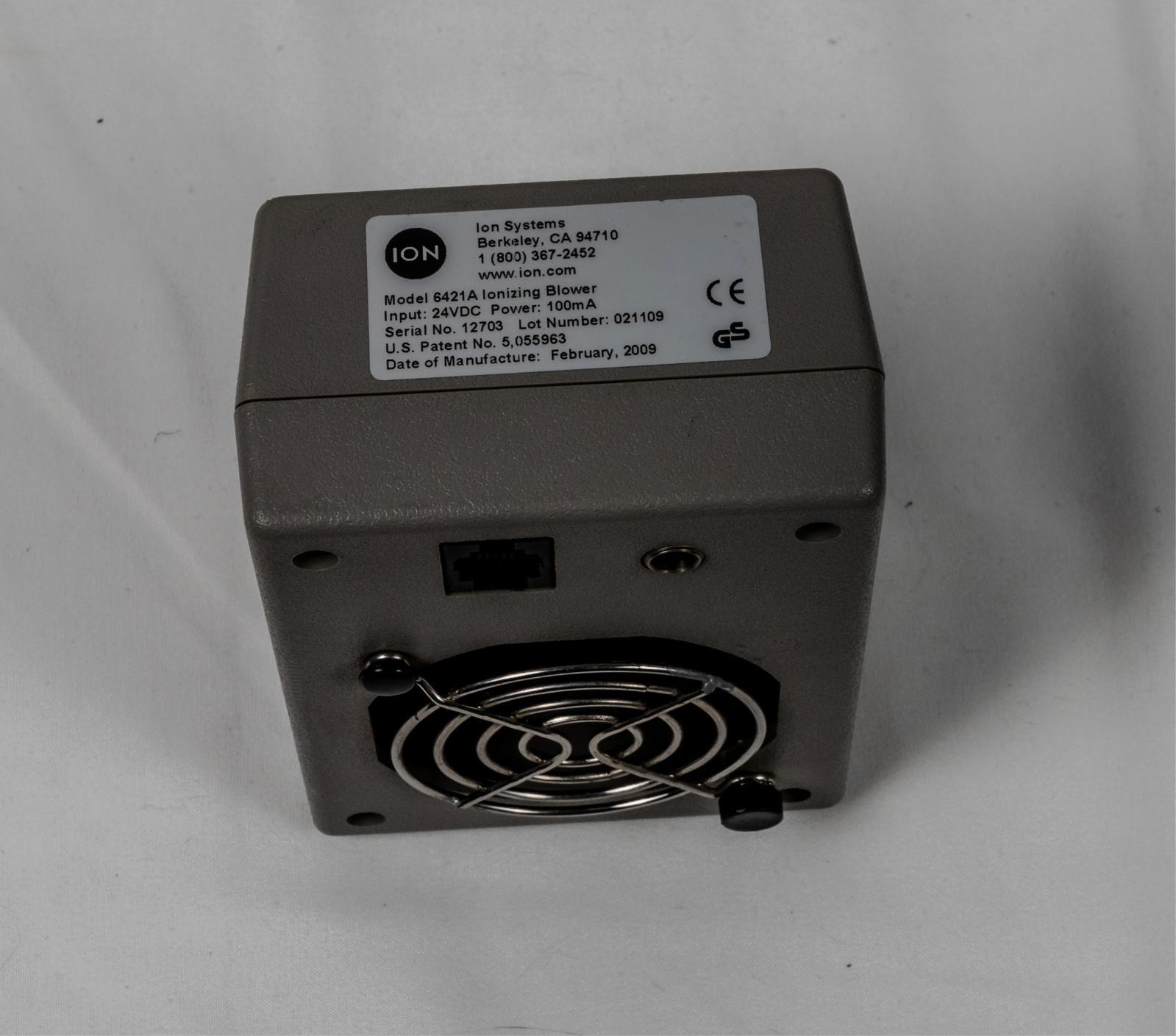 Ion Systems 6421A Ionizing Blower 24VDC 100mA