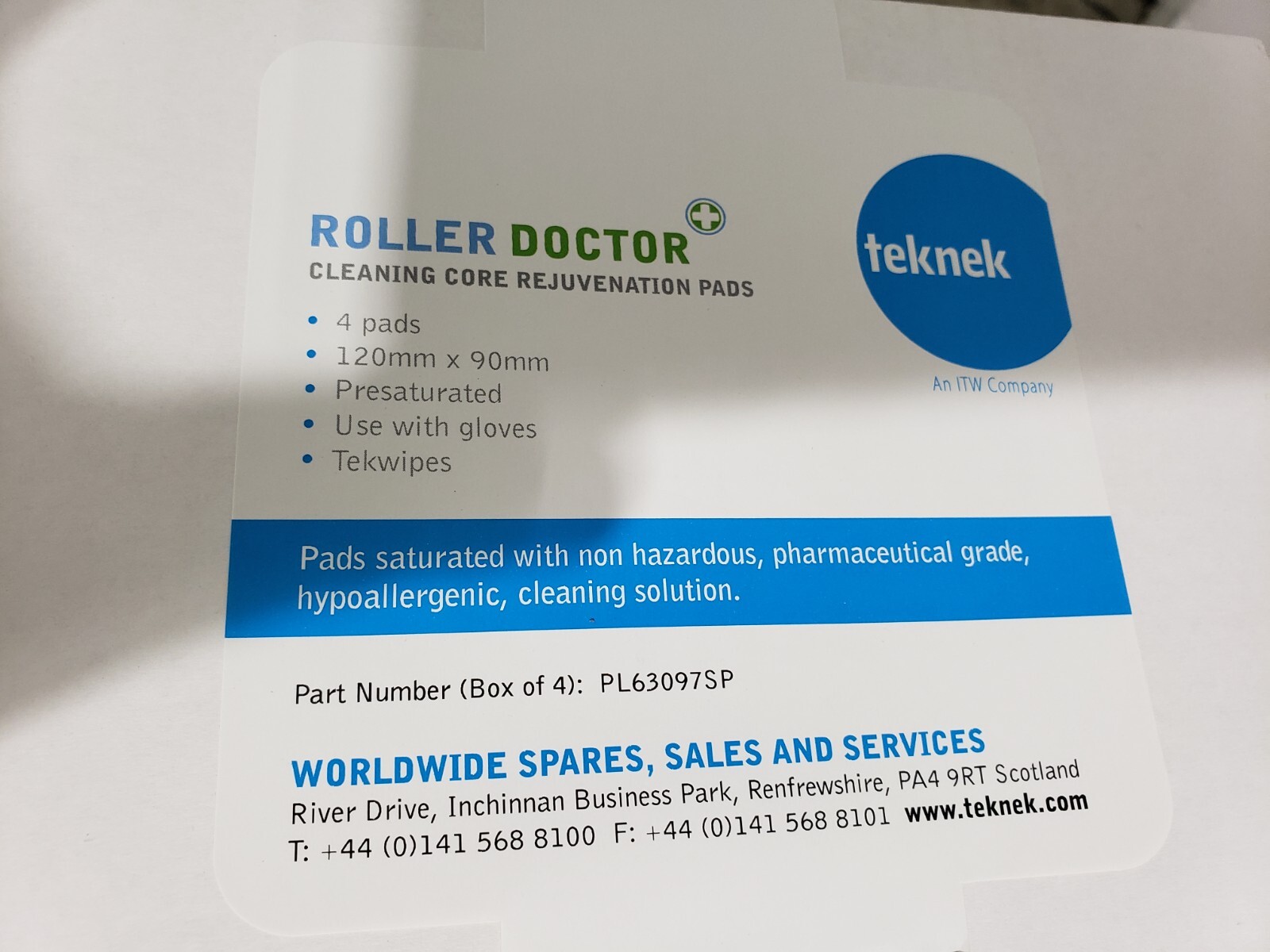 Teknek ROLLER DOCTOR Cleaning Core Rejuvenation Pads Box of 4 PL63097SP