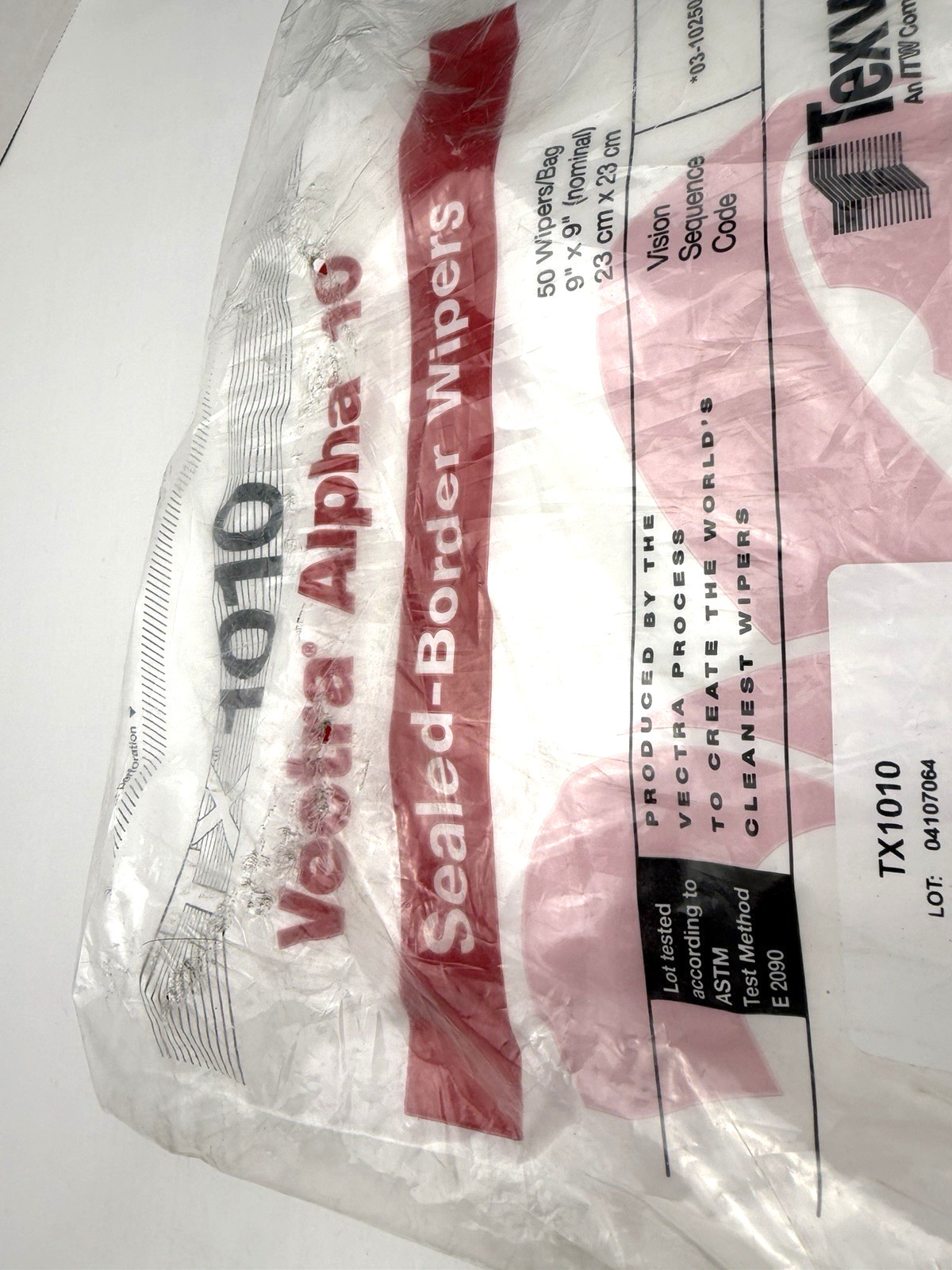 Lot of 200 Texwipe TX1010 Vectra Alpha 10 Dry Cleanroom Wipers Non-Sterile 9″x9″