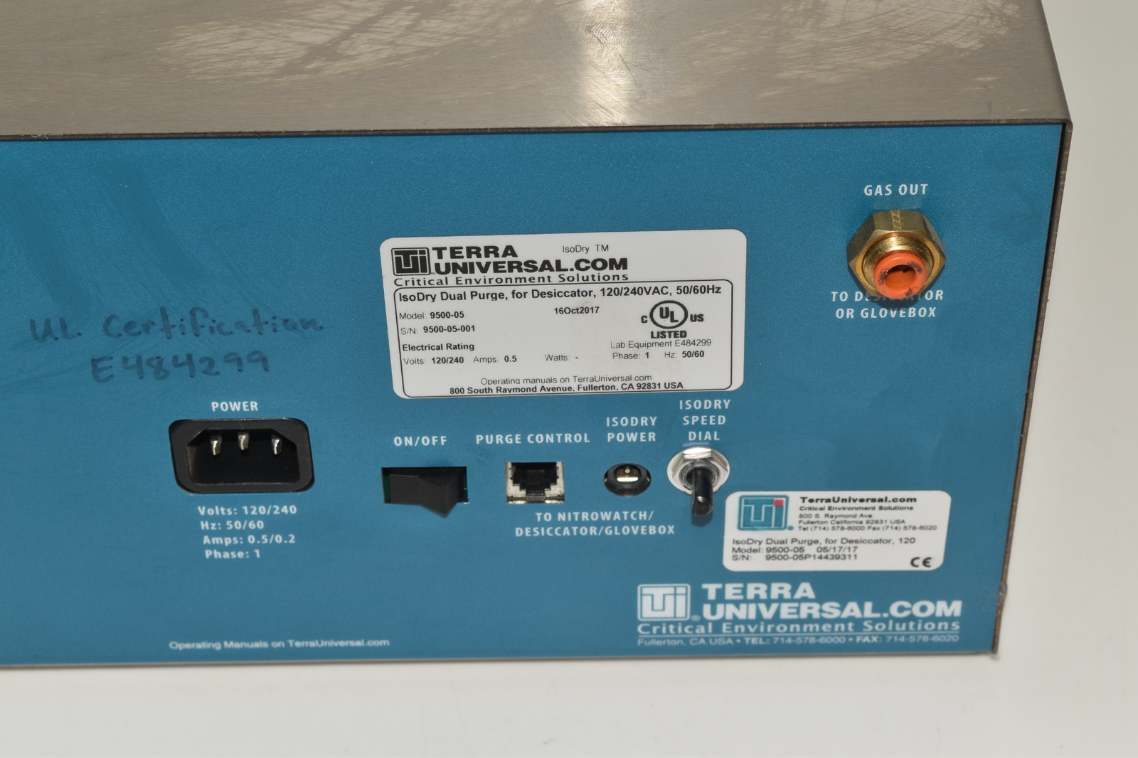 TERRA UNIVERSAL ISODRY DUAL PURGE SYSTEM MODEL 9500-05 (KPQ144)