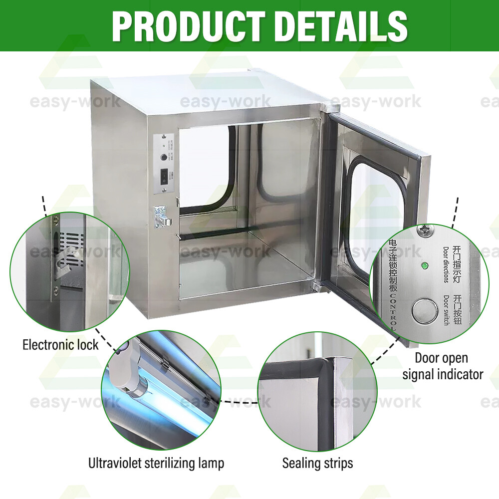 Stainless Cleanroom Tech Pass Through Cleanroom Equipment Electronic Interlock