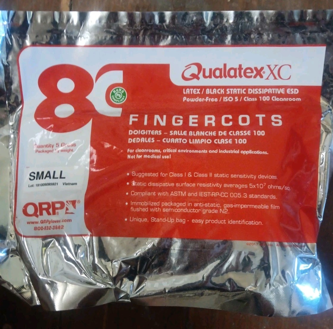 QRP 8C-M Static Dissipative Latex Finger Cot ISO 5 Class 100 5 Gross By Weight