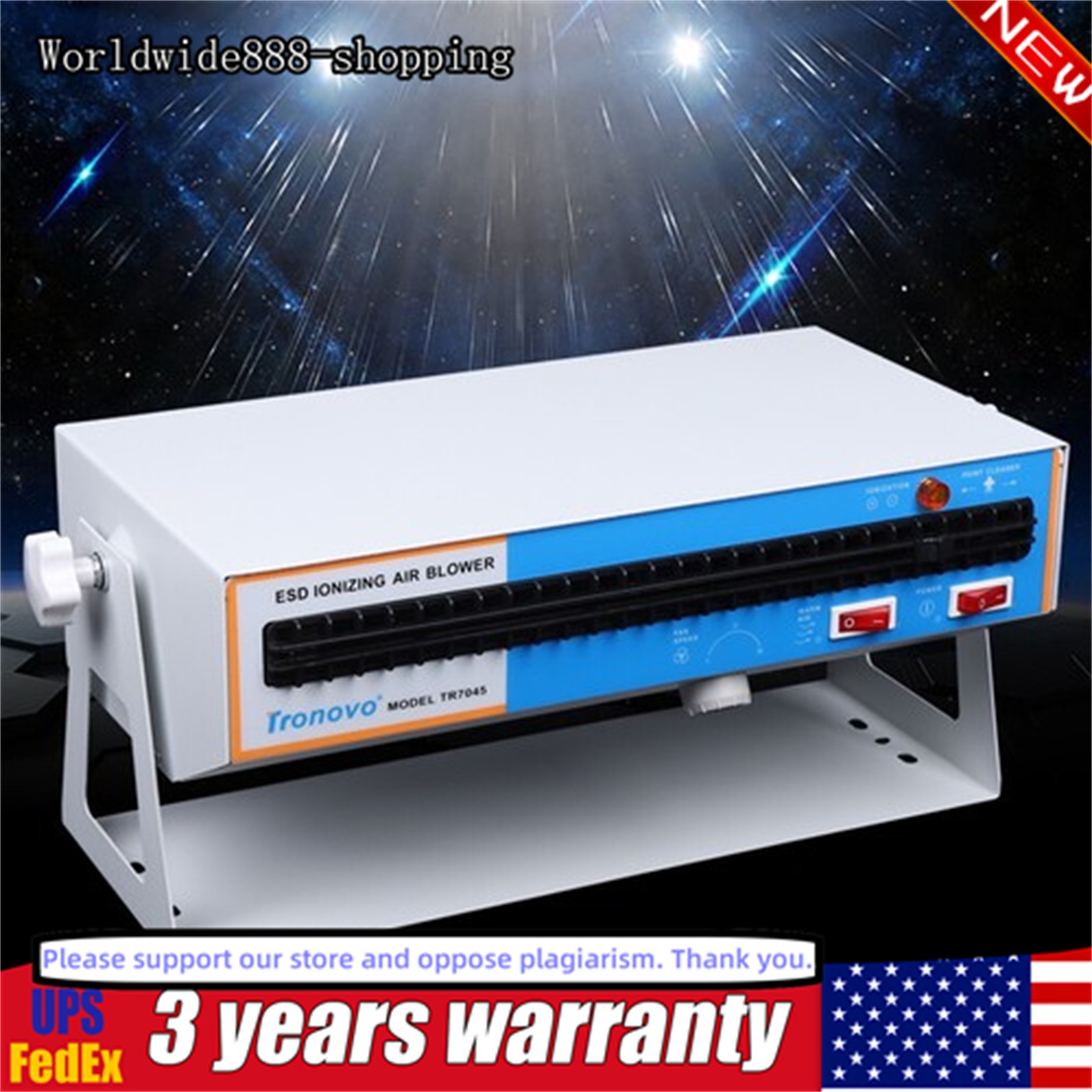 Anti-Static Ionizer Ionizing Air Blower Ion Fan Discharge Static Eliminator 110V