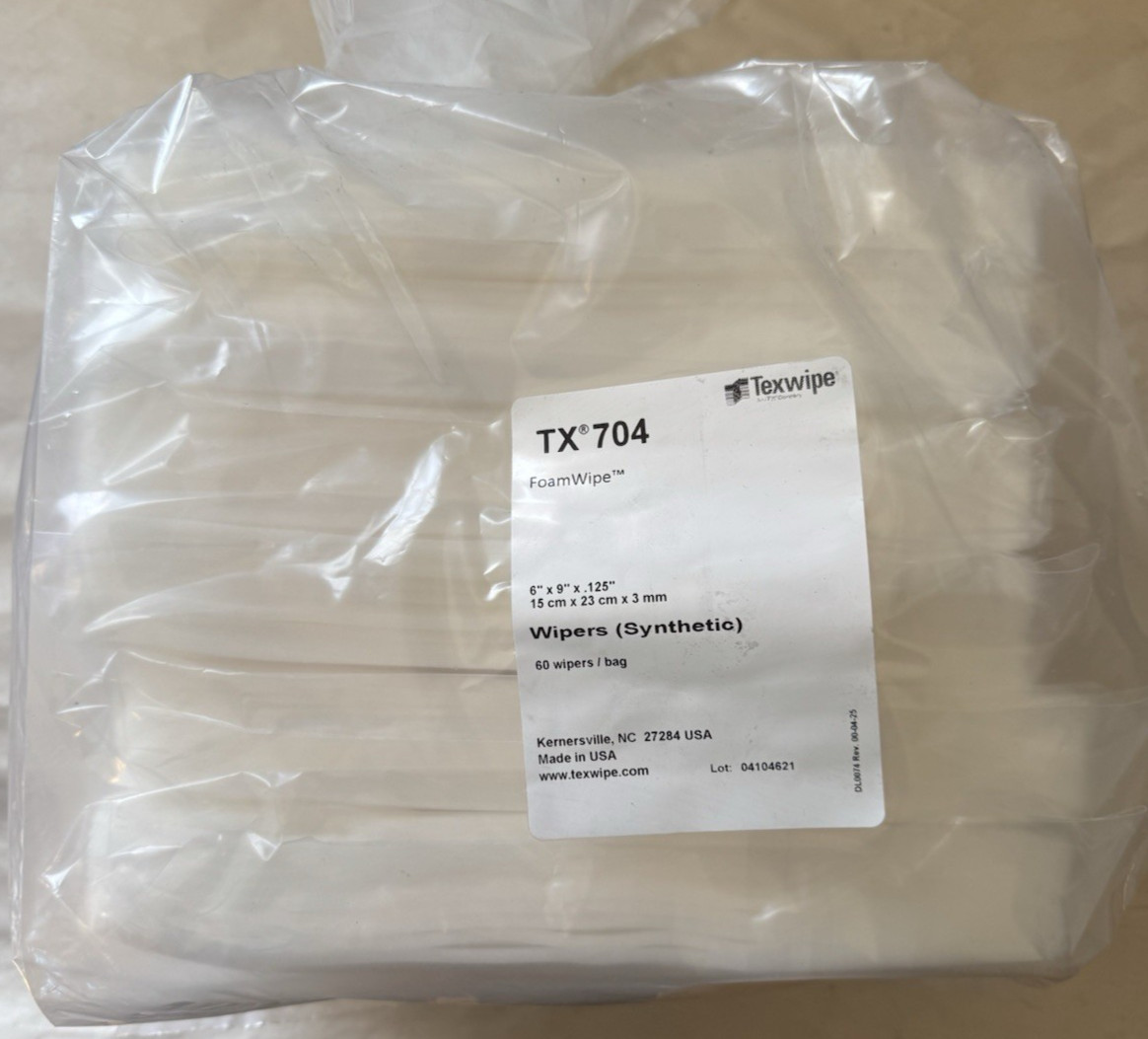 Lot of 4 Texwipe Foamwipe TX704 – 6″ x 9″ x 0.125″ – 4 x 60 Count