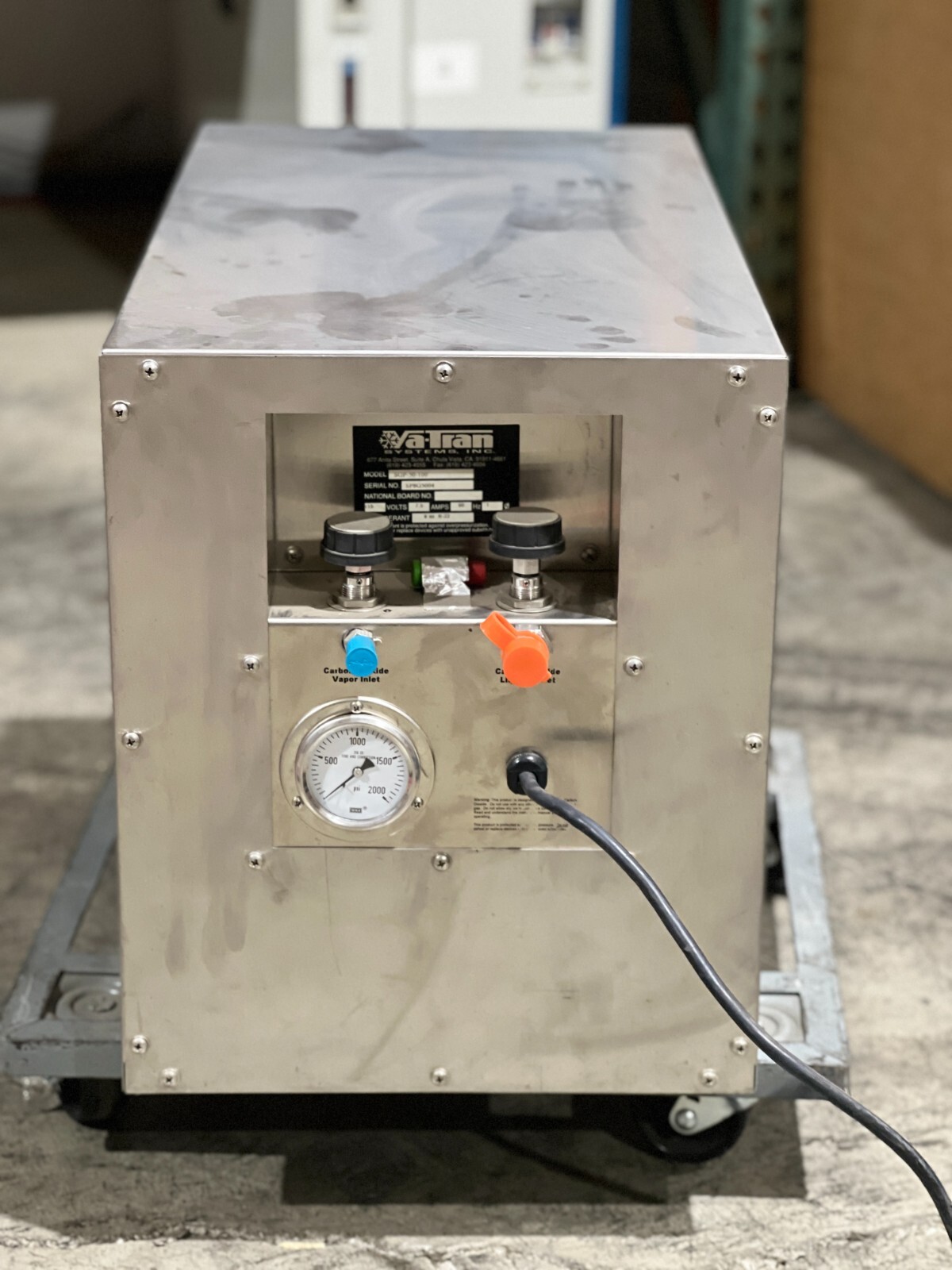 Va-Tran Systems, Inc. Model SGP-50-100 CO2 Purifier for Carbon Dioxide Cleaning