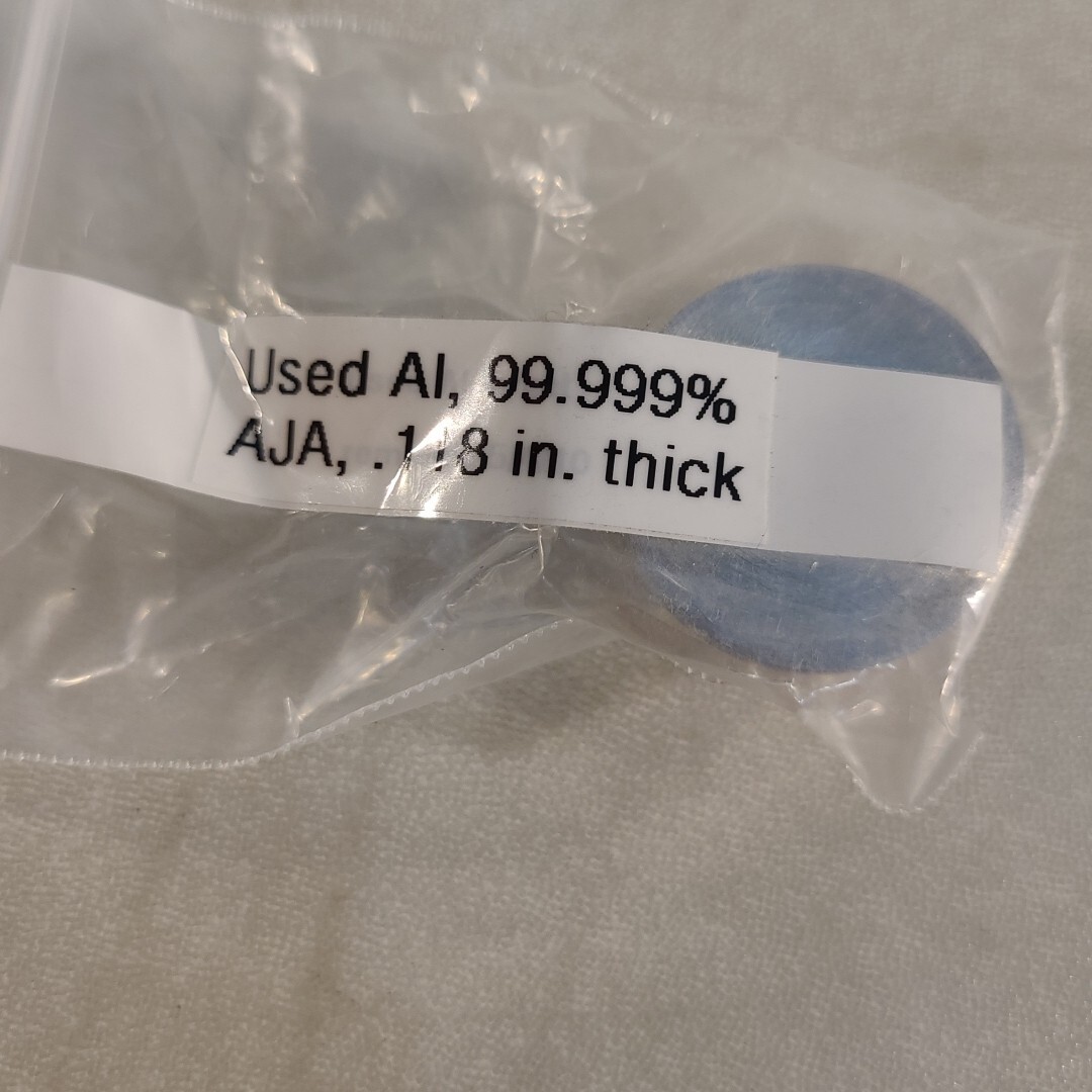 AJA 1″ Keeper Al2O3 Al Target 0.08″ 0.118″ Thick Bonded To Keeper Backing Plate