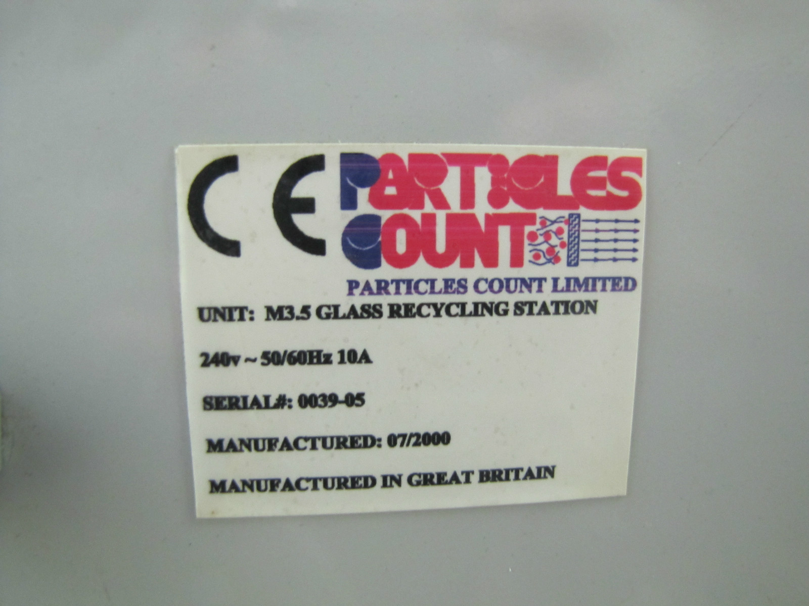 PARTICLES COUNT LIMITED CLEANROOM AIR FILTER FILTRATION M3.5 GLASS RECYCLING
