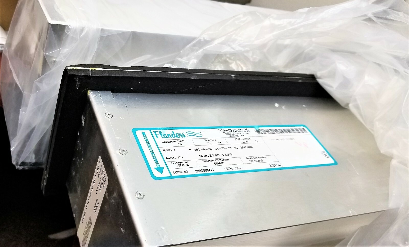 Lot Of (2) 24” X 6” X 6” Clean Room HEPA Filters .017OO% Penetration [C1S2]