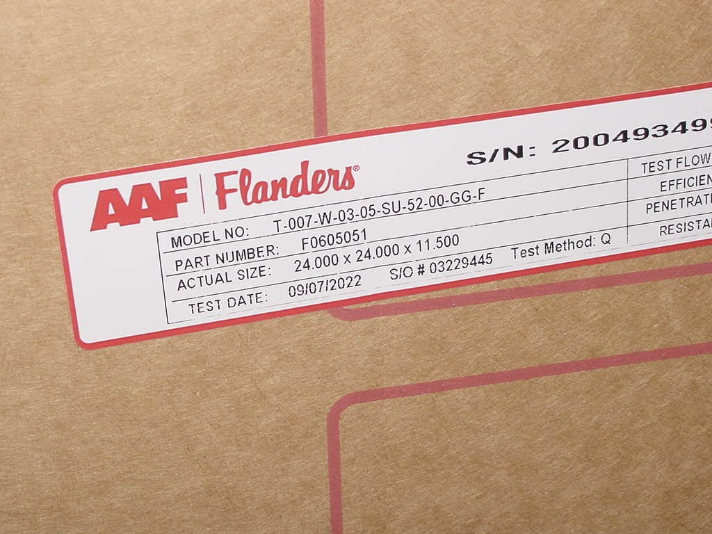 AAF Flanders HEPA Filter T-007-W-05-05-SU-52-00-GG-F Size 24x24x11.5 F060505 NEW