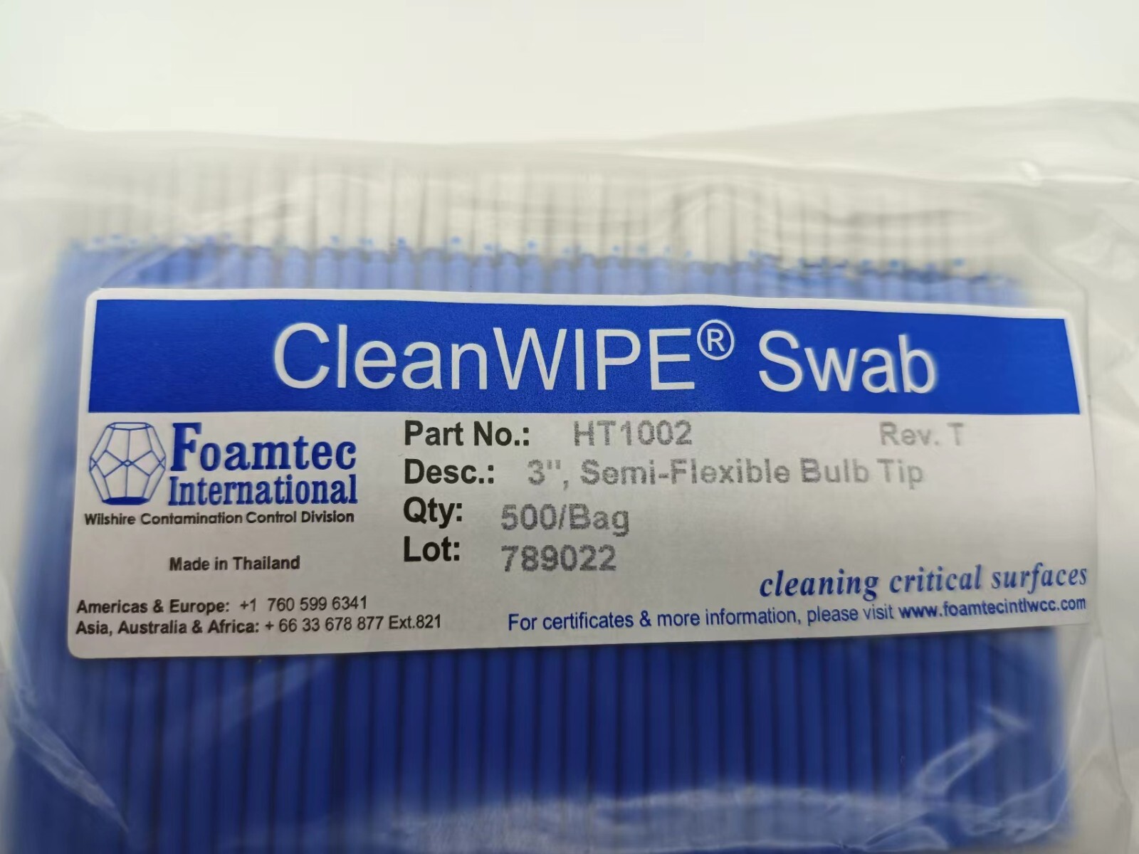 CleanWIPE Swab Foamtec 3″ 500/bag HT1002 New Sealed Semi Flex Bulb Tip Foamtec