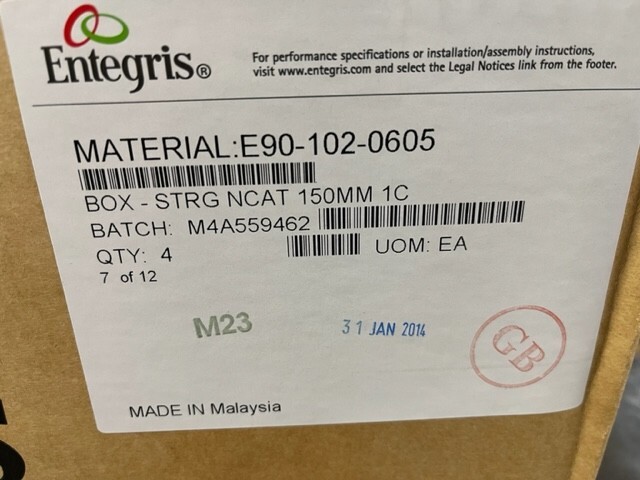 ENTEGRIS 150 mm (6 “) Wafer Storage Box, E90-102-0605, GREEN, NEW. LOT OF 4