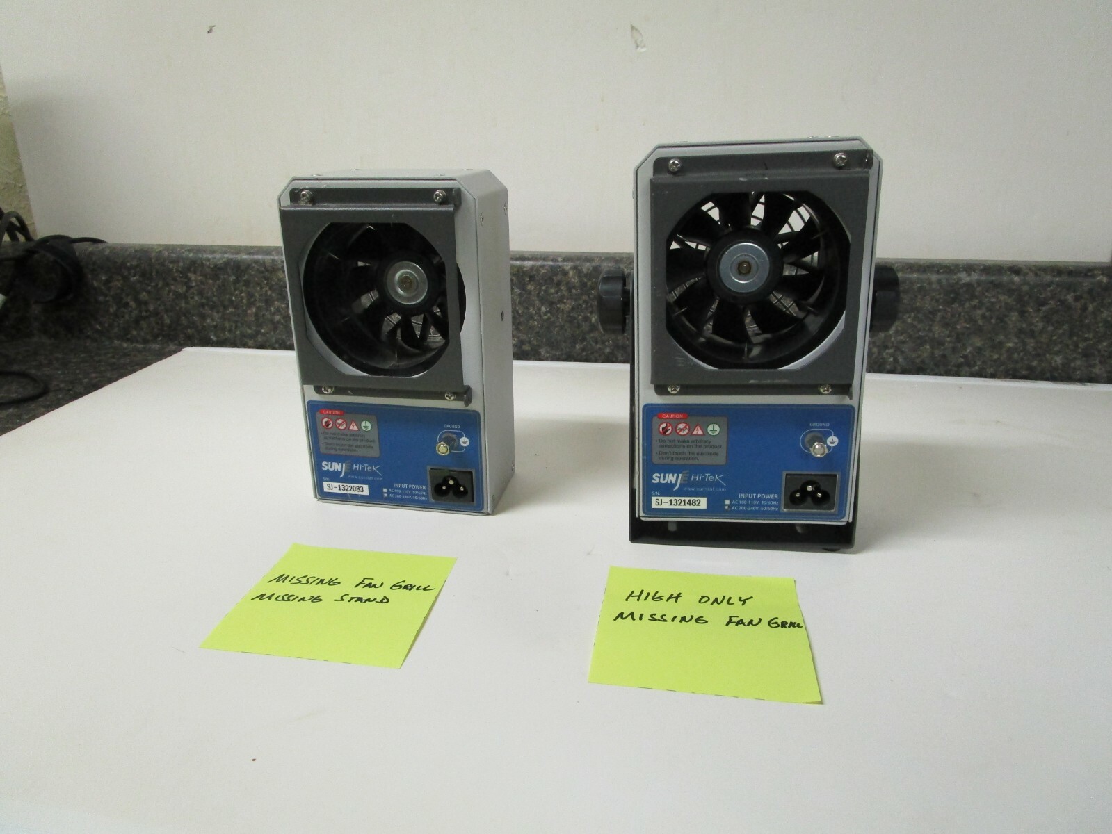 Qty (2) SunjE Hi-Tek SBL-18 Desktop Ion Ionizing Air Blower Fan – AS IS – READ