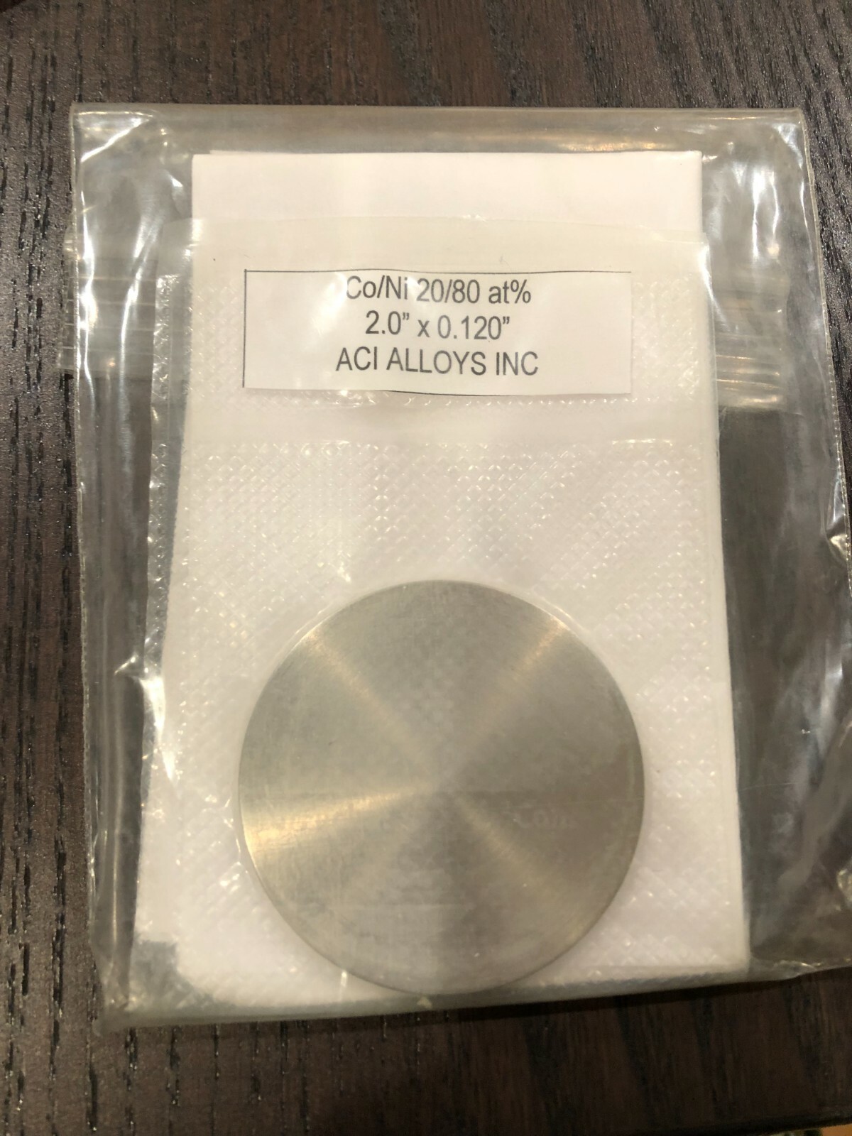 Sputtering Target, CoNi 20/80 at% 2″x.120″