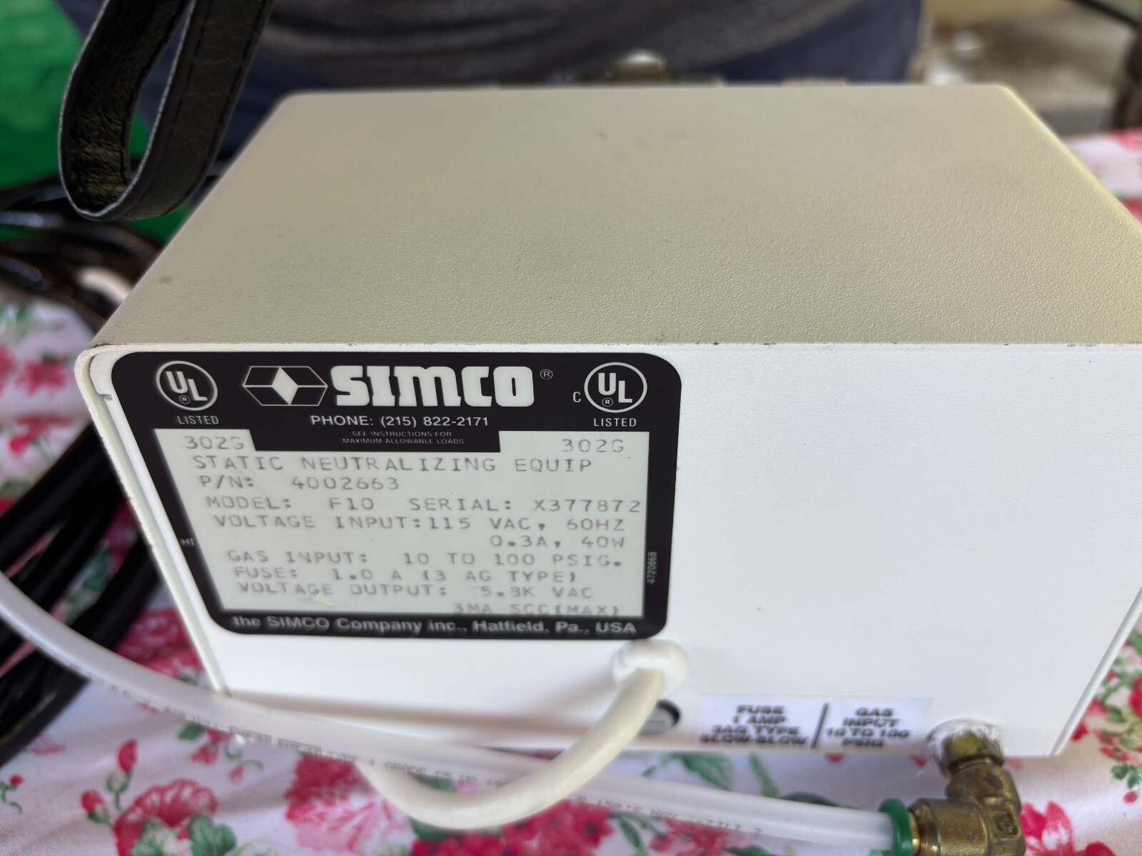 Simco F10 Top Gun Static Neutralizing Blow Off Gun 4002663 115VAC 60Hz 0.3A