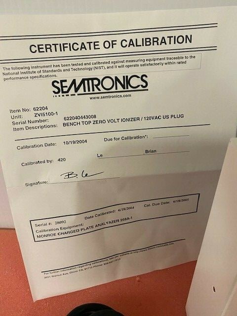 SEMTRONICS ZVI-5100 BENCH TOP ZERO VOLT IONIZER, NOS