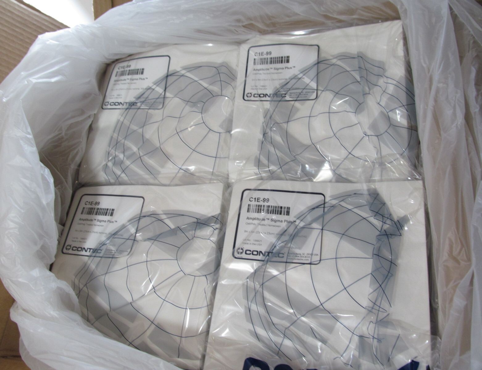 CASE OF 3600 CONTEC C1E-99 AMPLITUDE SIGMA PLUS CELL/POLY CLEANROOM WIPES 9 x 9″