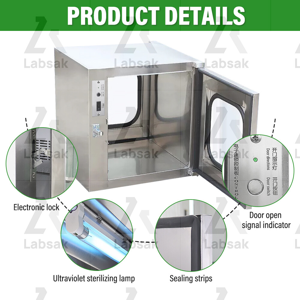304 Stainless Steel Laboratory Sterilization Box Electronic Interlock Window