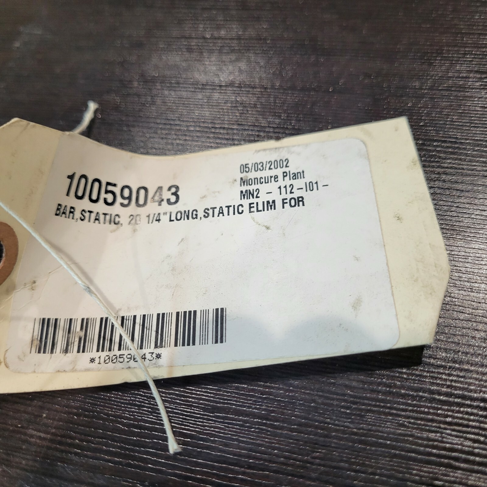 NEUTRALIZING BAR 20.25 INCH MODEL 11 STATIC 91001 91001-00203 NICE SALE $99